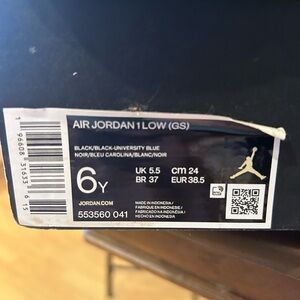 Air Jordan 1 Low GS Black and University Blue Sneakers